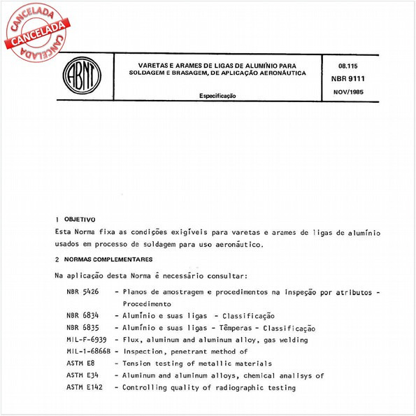Varetas e arames de ligas de alumínio para soldagem e brasagem, de aplicação aeronáutica