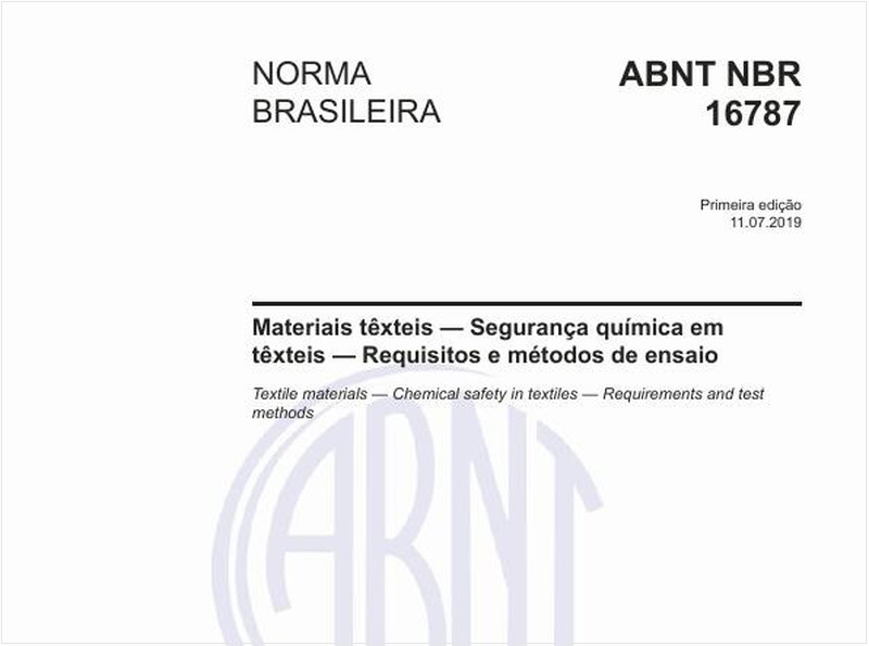 Materiais têxteis — Segurança química em têxteis — Requisitos e métodos de ensaio