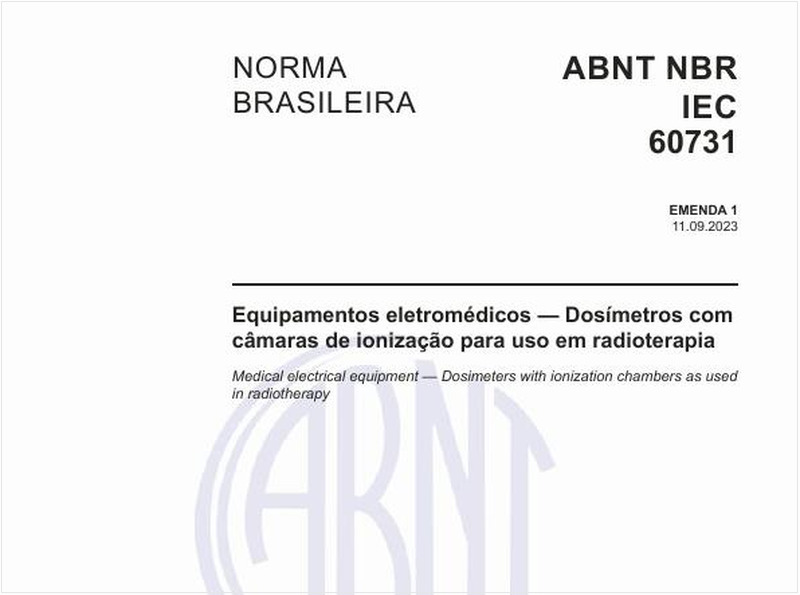 Equipamentos eletromédicos — Dosímetros com câmaras de ionização para uso em radioterapia