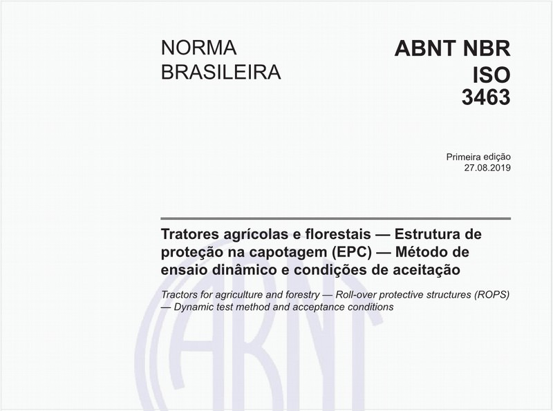 Tratores agrícolas e florestais — Estrutura de proteção na capotagem (EPC) — Método de ensaio dinâmico e condições de aceitação