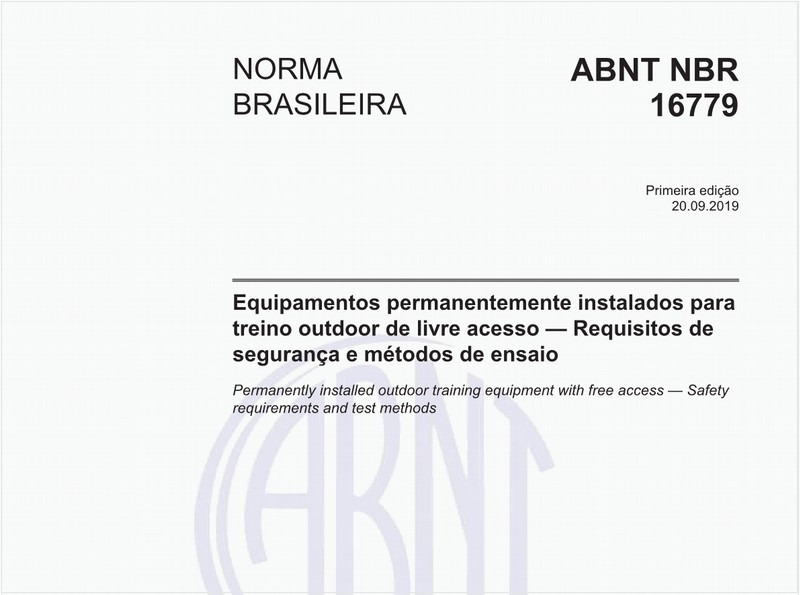 Equipamentos permanentemente instalados para treino outdoor de livre acesso - Requisitos de segurança e métodos de ensaio