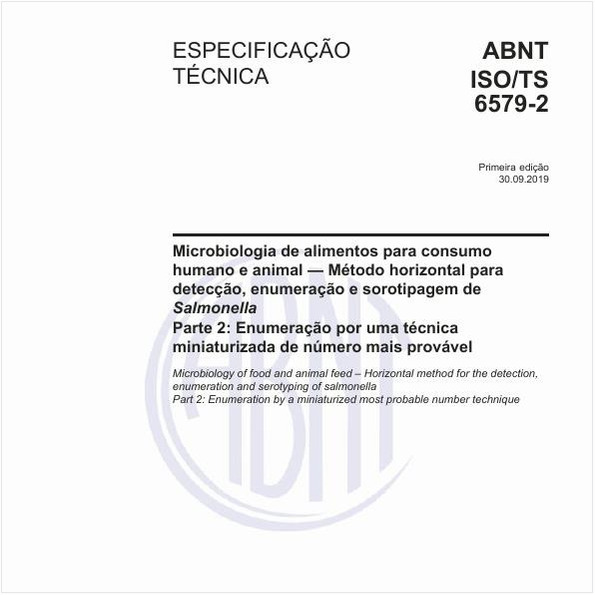 Microbiologia de alimentos para consumo humano e animal - Método horizontal para detecção, enumeração e sorotipagem de Salmonella - Parte 2: Enumeração por uma técnica miniaturizada de número mais provável