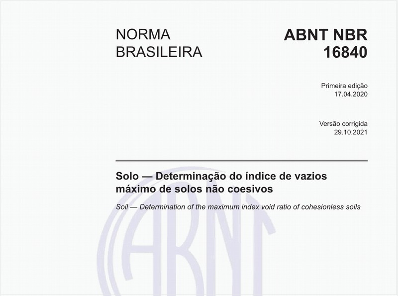 Solo — Determinação do índice de vazios máximo de solos não coesivos
