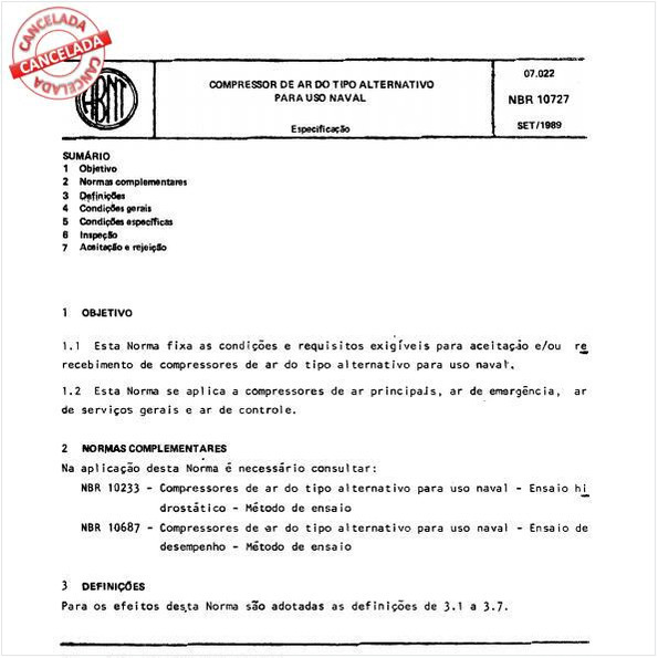 Compressor de ar tipo alternativo para uso naval