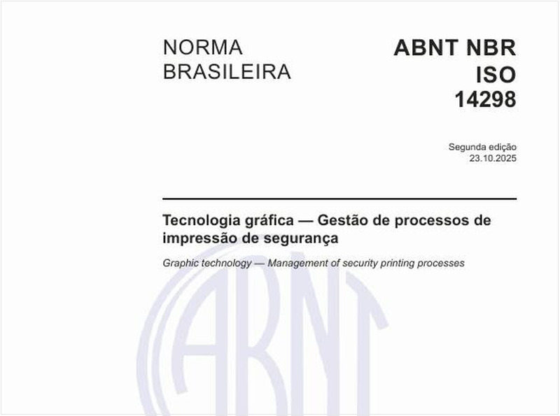 Tecnologia gráfica — Gestão de processos de impressão de segurança