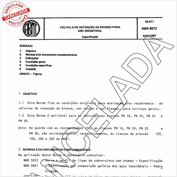 Válvula de retenção de bronze para uso industrial