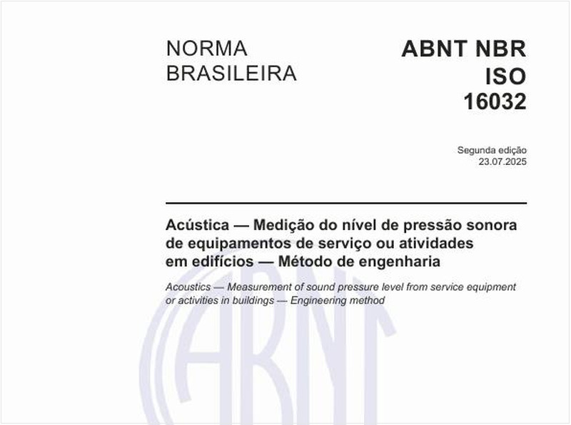 Acústica — Medição do nível de pressão sonora de equipamentos de serviço ou atividades em edifícios — Método de engenharia