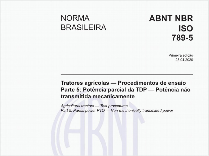 Tratores agrícolas — Procedimentos de ensaio - Parte 5: Potência parcial da TDP — Potência não transmitida mecanicamente