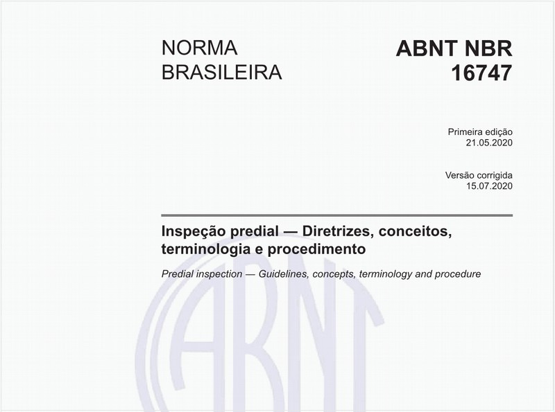Inspeção predial - Diretrizes, conceitos, terminologia e procedimento