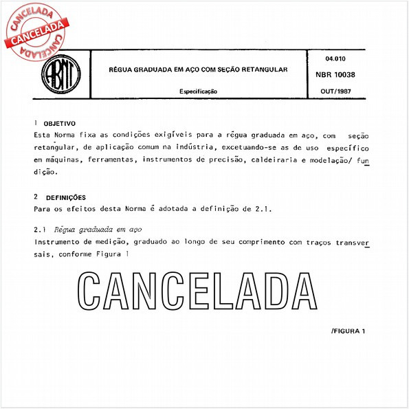 Régua graduada em aço com seção retangular