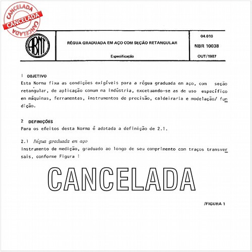 Régua graduada em aço com seção retangular