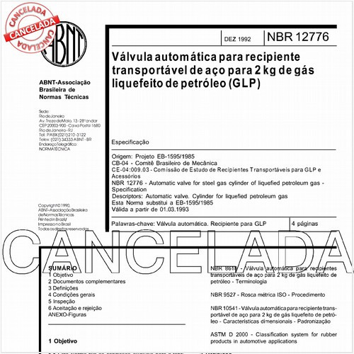 Válvula automática para recipiente transportável de aço para 2 kg de gás liquefeito de petróleo (GLP)
