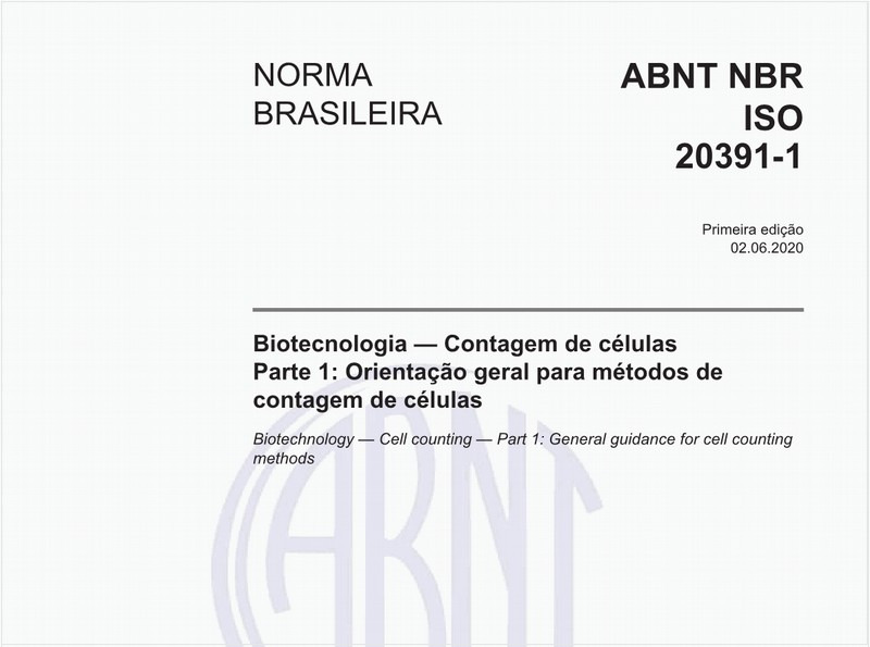 Biotecnologia — Contagem de células - Parte 1: Orientação geral para métodos de contagem de células