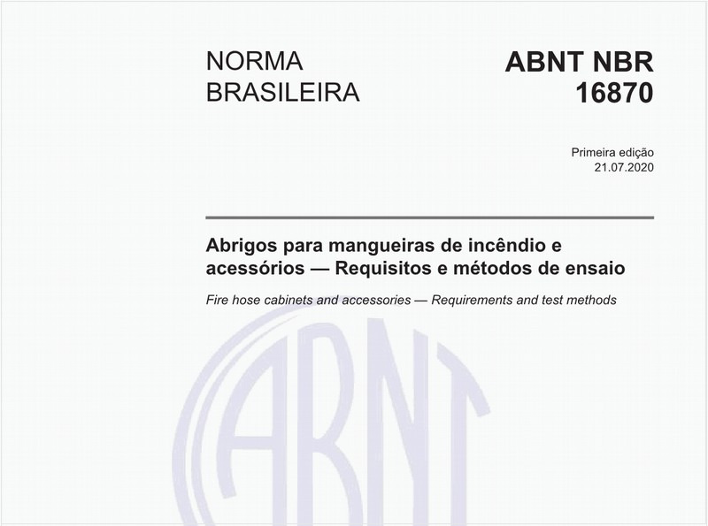 Abrigos para mangueiras de incêndio e acessórios — Requisitos e métodos de ensaio