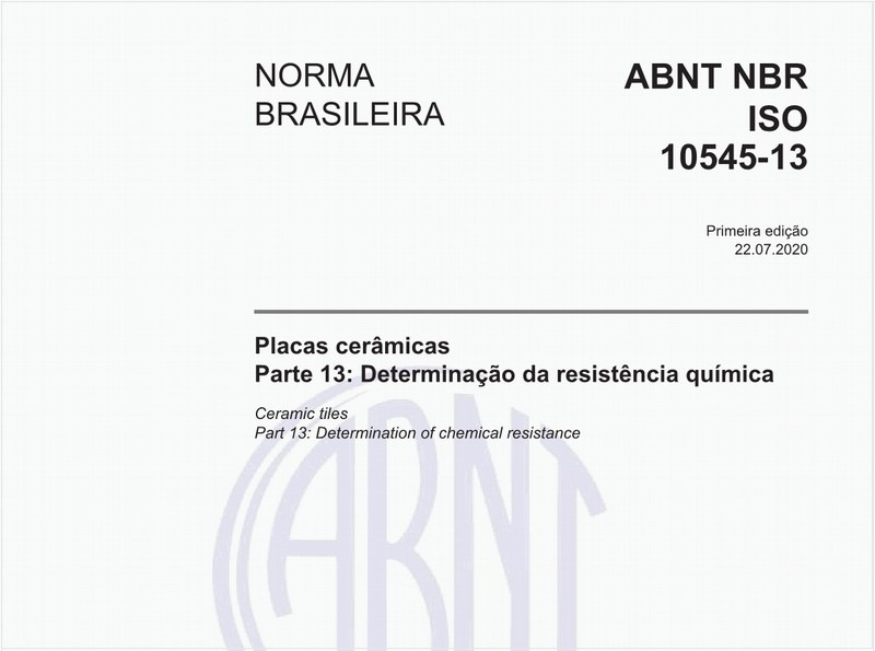 Placas cerâmicas - Parte 13: Determinação da resistência química