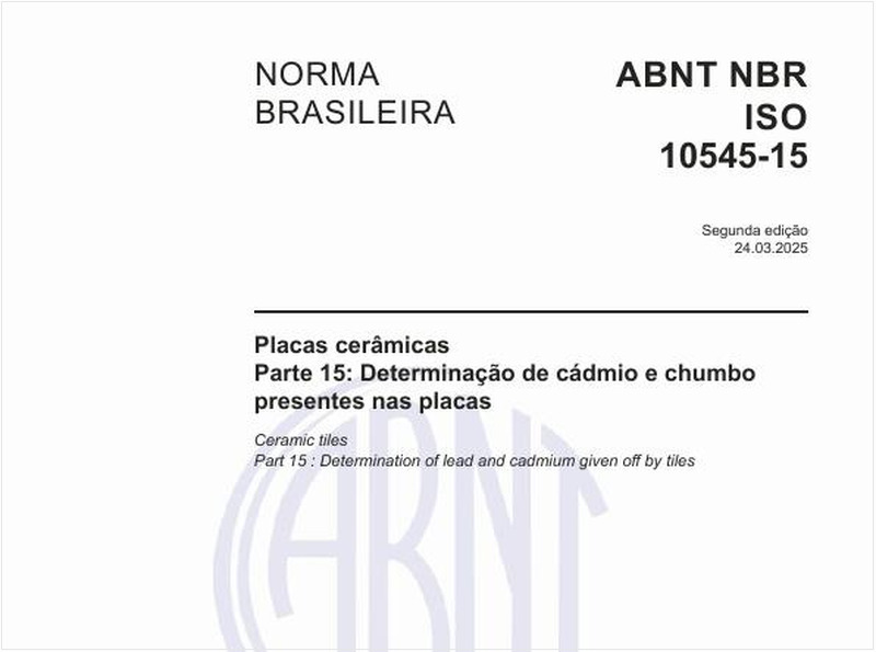 Placas Cerâmicas - Parte 15: Determinação de cádmio e chumbo presentes nas placas