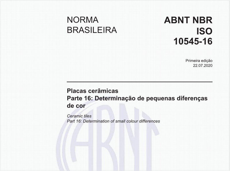 Placas cerâmicas - Parte 16: Determinação de pequenas diferenças de cor