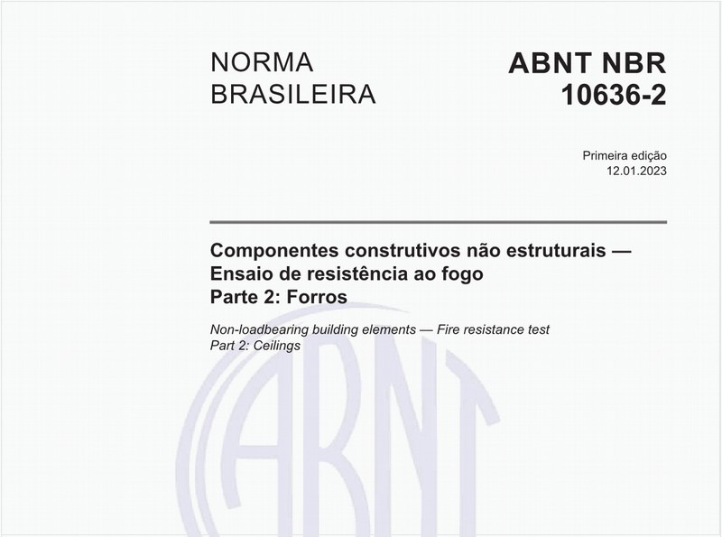 Componentes construtivos não estruturais — Ensaio de resistência ao fogo Parte 2: Forros