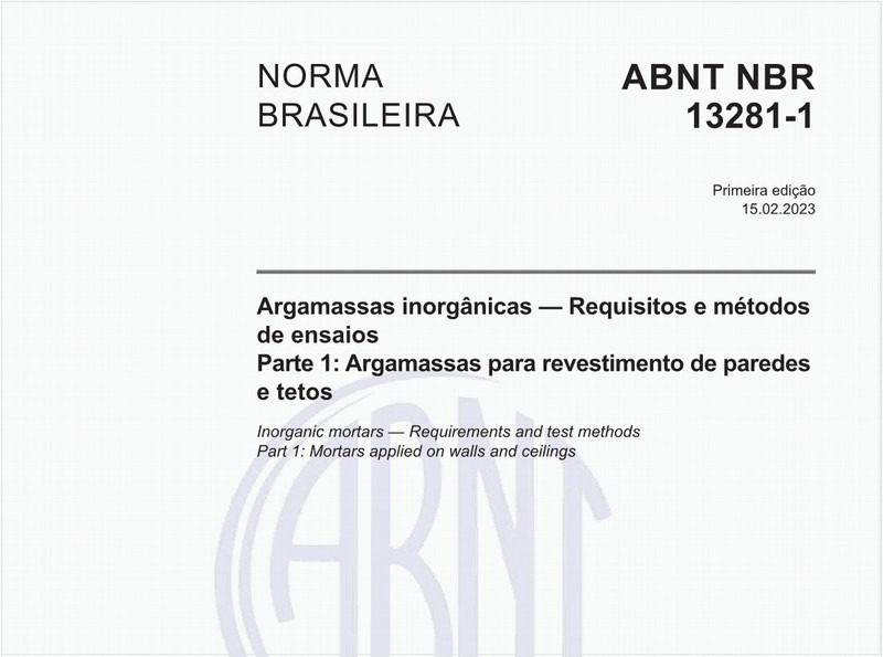 Argamassas inorgânicas — Requisitos e métodos de ensaios Parte 1: Argamassas para revestimento de paredes e tetos