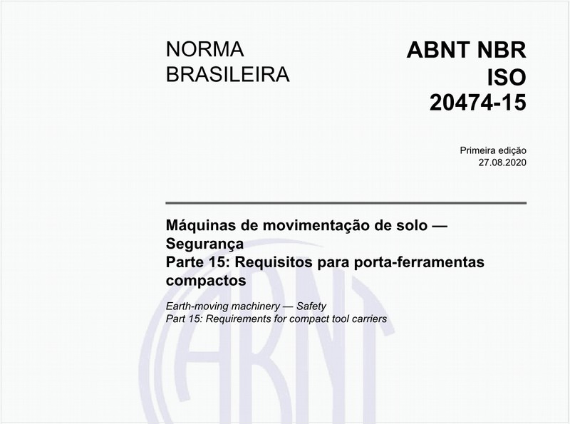 Máquinas de movimentação de solo — Segurança - Parte 15: Requisitos para porta-ferramentas compactos