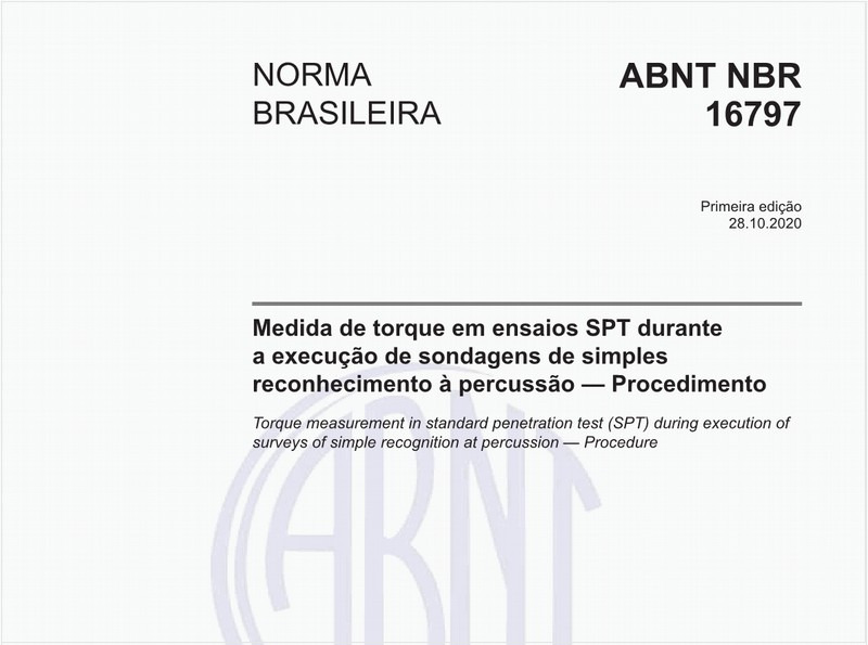 Medida de torque em ensaios SPT durante a execução de sondagens de simples reconhecimento à percussão — Procedimento