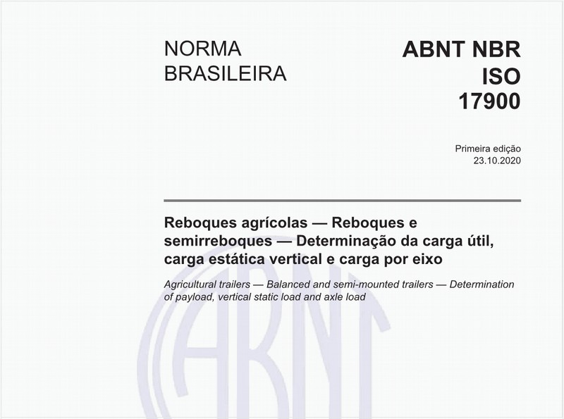 Reboques agrícolas — Reboques e semirreboques — Determinação da carga útil, carga estática vertical e carga por eixo