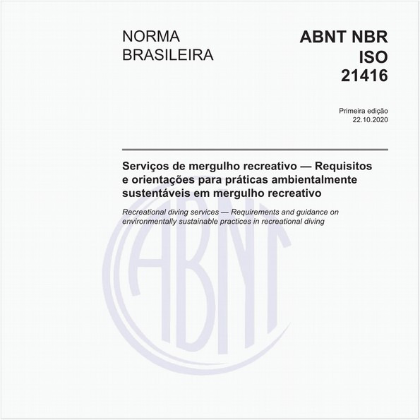 Serviços de mergulho recreativo — Requisitos e orientações para práticas ambientalmente sustentáveis em mergulho recreativo