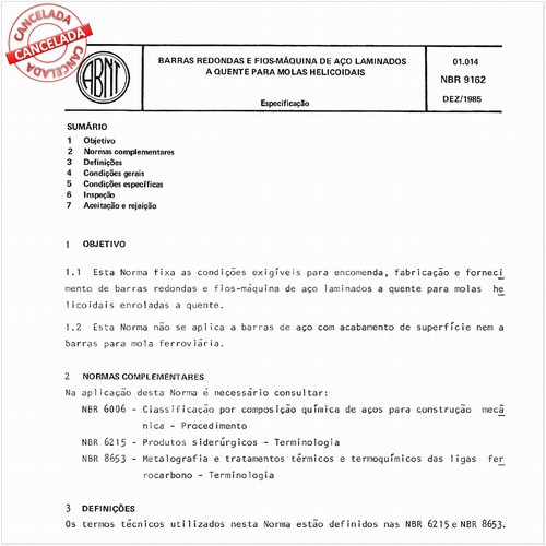 Barras redondas e fios-máquina de aço laminados a quente para molas helicoidais