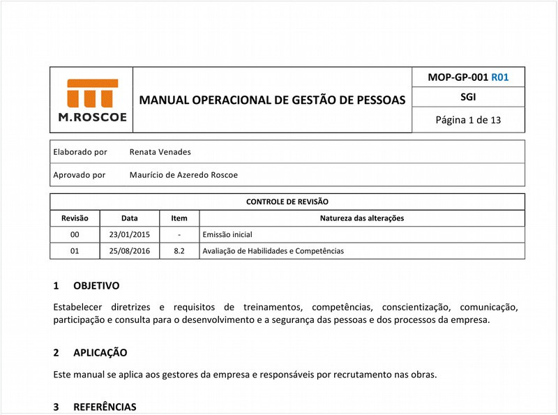 MANUAL OPERACIONAL DE GESTÃO DE PESSOAS