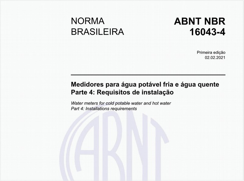 Medidores para água potável fria e água quente - Parte 4: Requisitos de instalação
