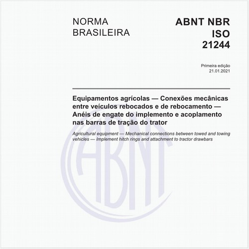 Equipamentos agrícolas - Conexões mecânicas entre veículos rebocados e de rebocamento - Anéis de engate do implemento e acoplamento nas barras de tração do trator