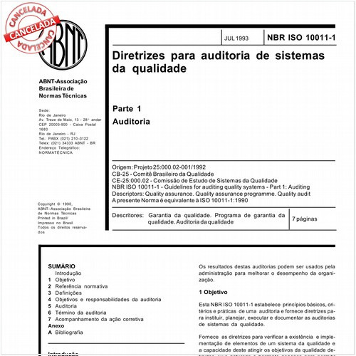 Diretrizes para auditoria de sistemas da qualidade - Parte 1: Auditoria