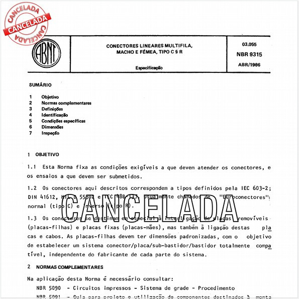 Conectores lineares multifila, macho e fêmea, tipos C e R