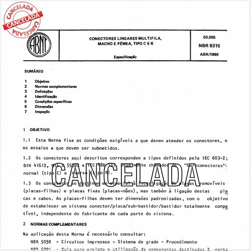 Conectores lineares multifila, macho e fêmea, tipos C e R