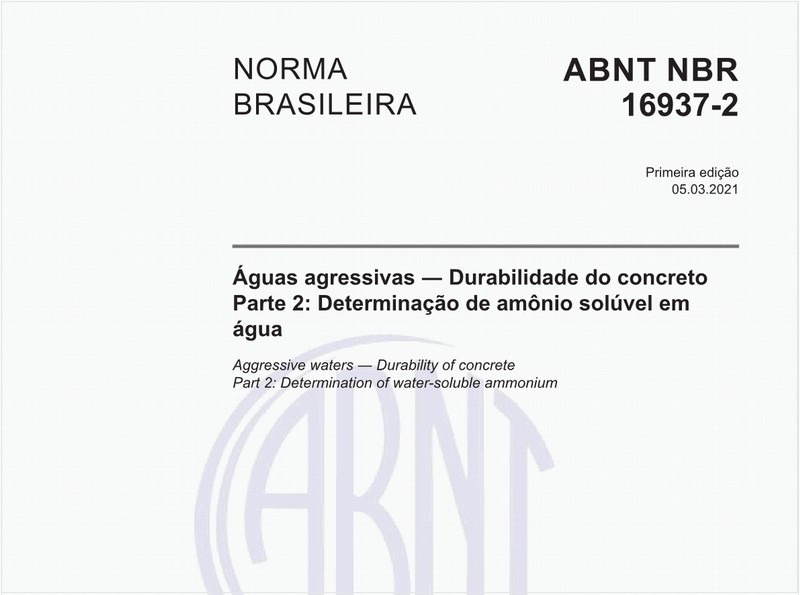 Águas agressivas - Durabilidade do concreto - Parte 2: Determinação de amônio solúvel em água