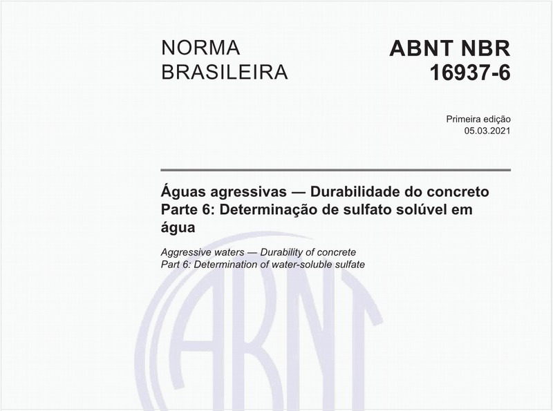 Águas agressivas - Durabilidade do concreto - Parte 6: Determinação de sulfato solúvel em água