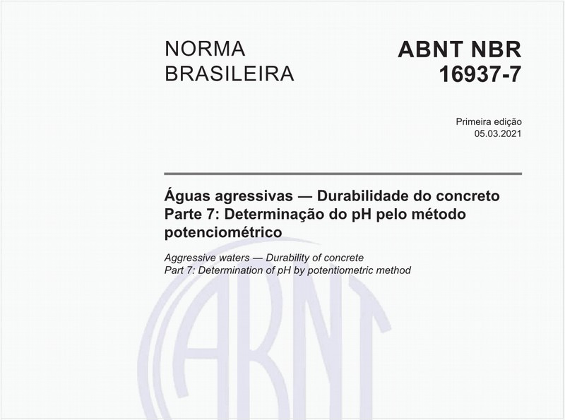 Águas agressivas - Durabilidade do concreto - Parte 7: Determinação do pH pelo método potenciométrico