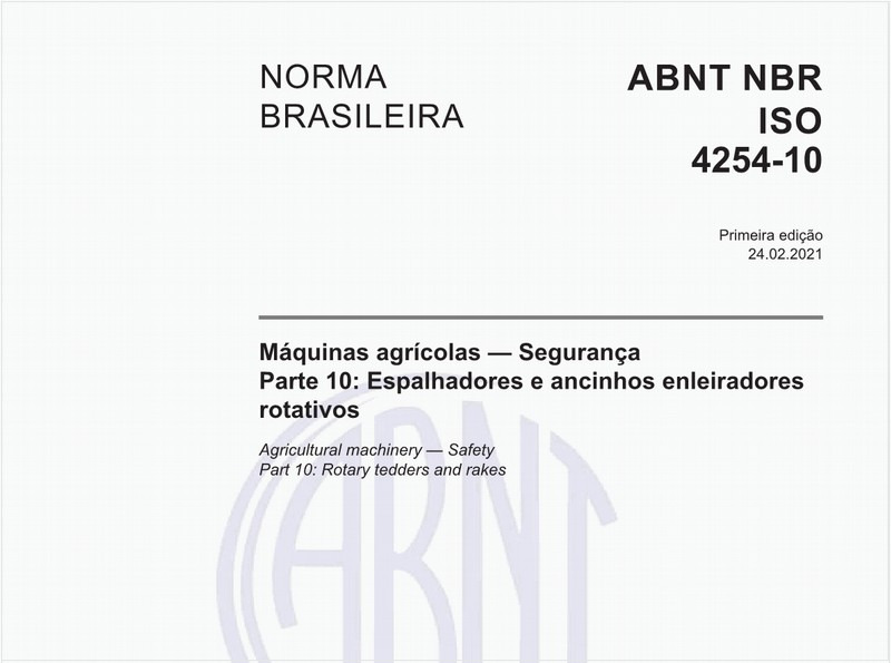 Máquinas agrícolas - Segurança - Parte 10: Espalhadores e ancinhos enleiradores rotativos
