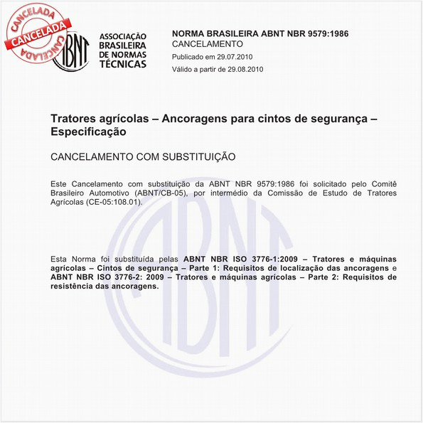 Tratores agrícolas - Ancoragens para cintos de segurança