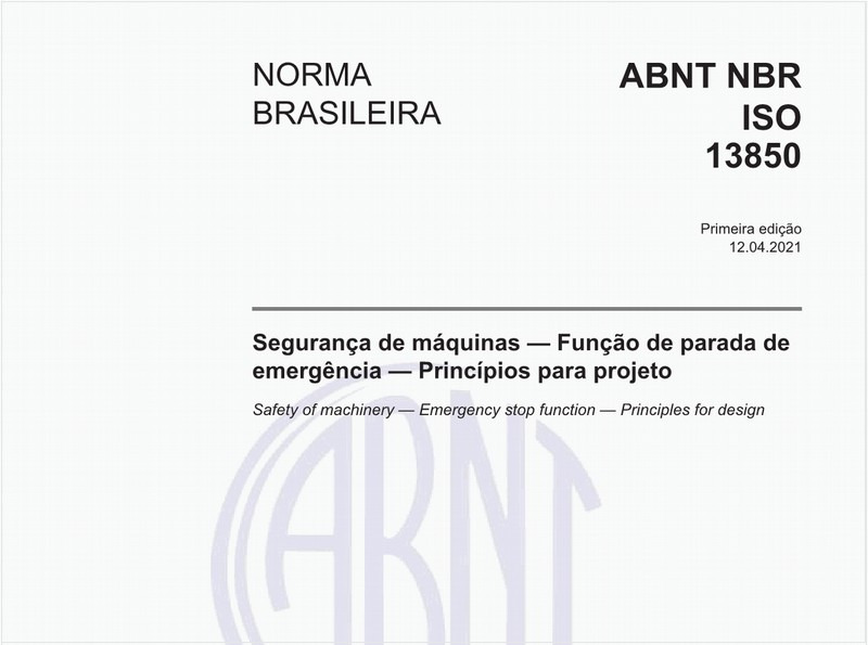 Segurança de máquinas - Função de parada de emergência - Princípios para projeto