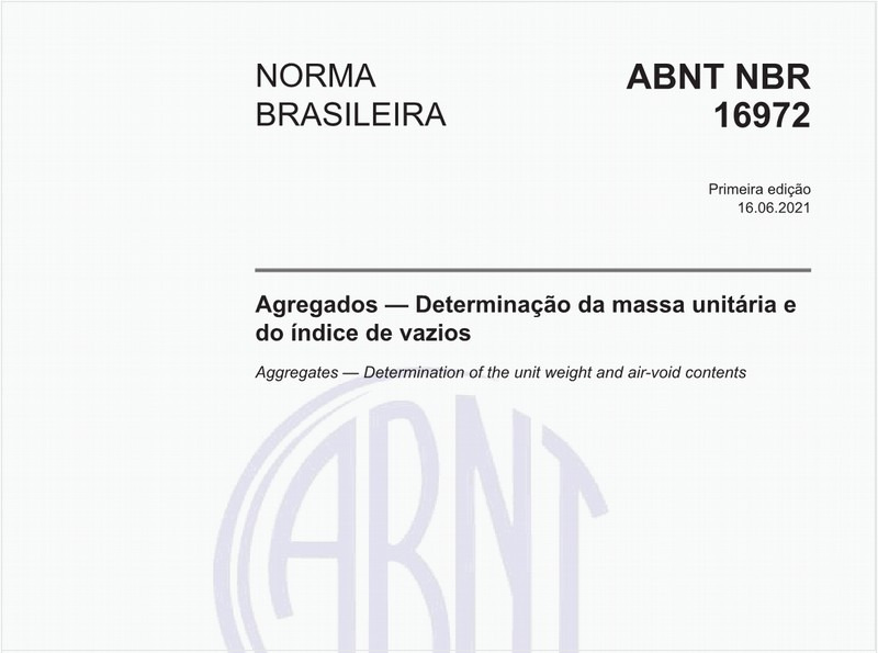 Agregados - Determinação da massa unitária e do índice de vazios