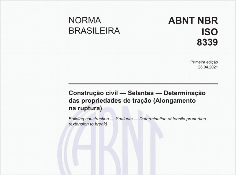 Construção civil - Selantes - Determinação das propriedades de tração (Alongamento na ruptura)