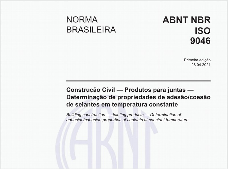 Construção Civil - Produtos para juntas - Determinação de propriedades de adesão/coesão de selantes em temperatura constante