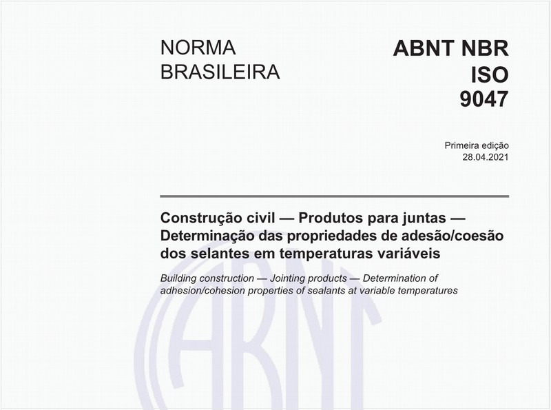 Construção civil - Produtos para juntas - Determinação das propriedades de adesão/coesão dos selantes em temperaturas variáveis