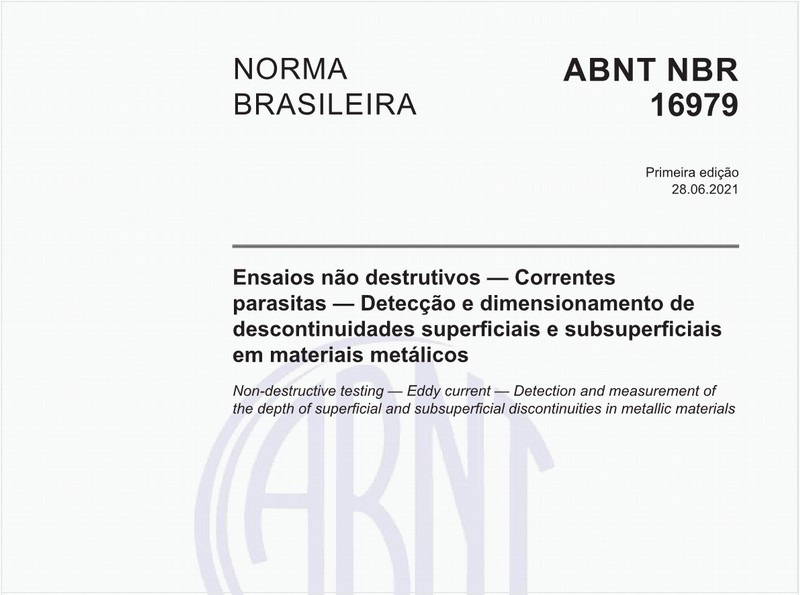 Ensaios não destrutivos - Correntes parasitas - Detecção e dimensionamento de descontinuidades superficiais e subsuperficiais em materiais metálicos
