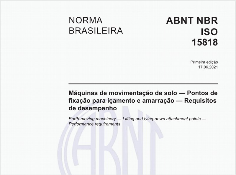 Máquinas de movimentação de solo - Pontos de fixação para içamento e amarração - Requisitos de desempenho