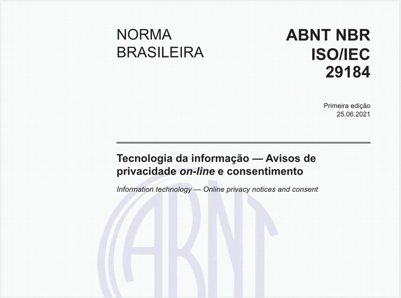 Tecnologia da informação - Avisos de privacidade on-line e consentimento