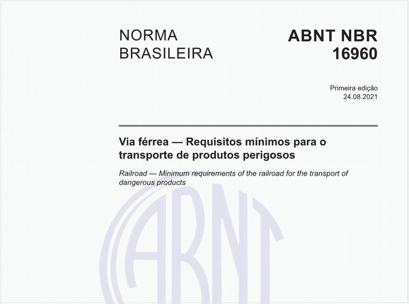 Via férrea - Requisitos mínimos para o transporte de produtos perigosos