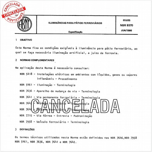 Iluminâncias para pátios ferroviários