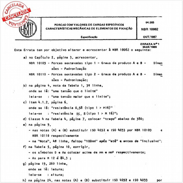 Porcas com valores de cargas específicas - Características mecânicas dos elementos de fixação